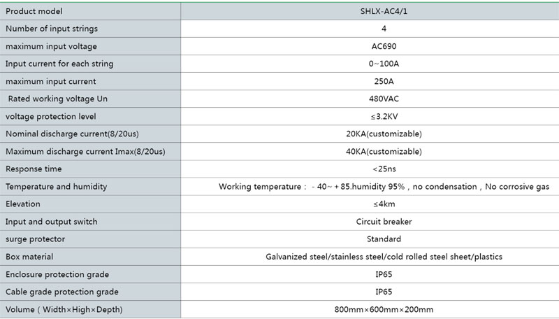 Caja combinadora fotovoltaica de CA SHLX-AC4/1
